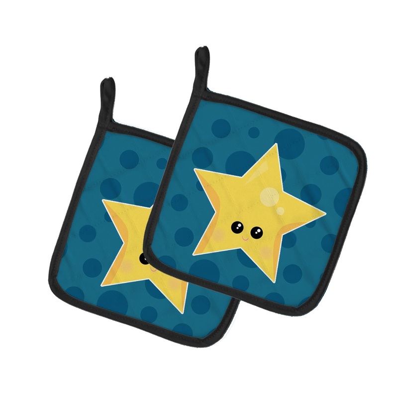 Weather Night Star Face Pot Holders - Set of 2 - Heat-Resistant Kitchen Essentials BB7159PTHD