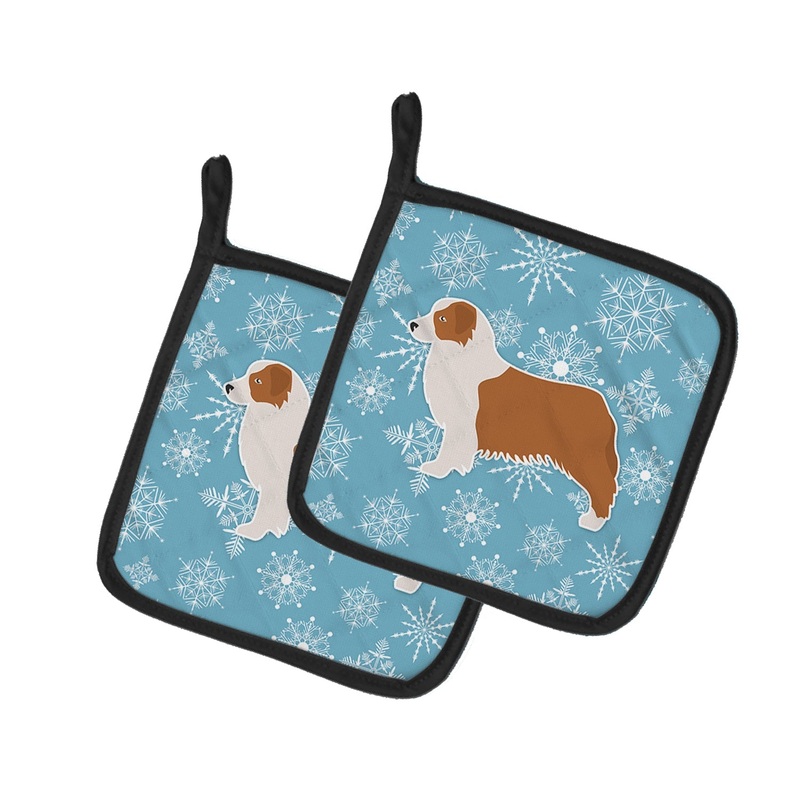 Winter Snowflake Australian Shepherd Dog Pot Holders - Set of 2 - Heat-Resistant Kitchen Essentials BB3533PTHD