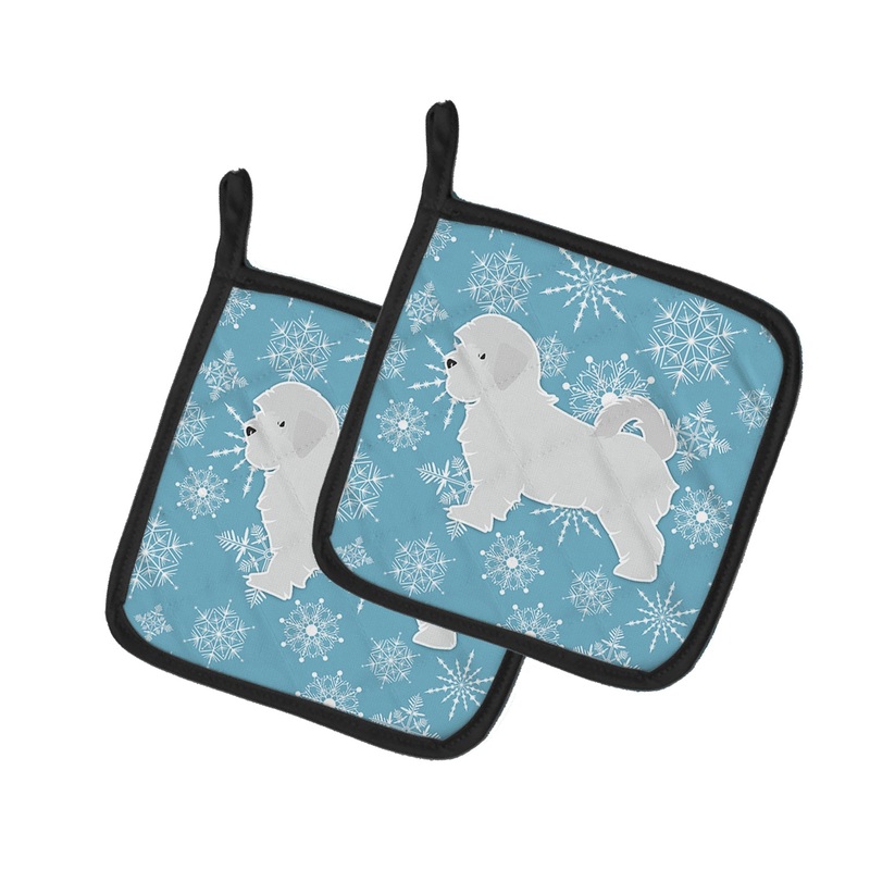 Winter Snowflake Maltese Pot Holders - Set of 2 - Heat-Resistant Kitchen Essentials BB3536PTHD