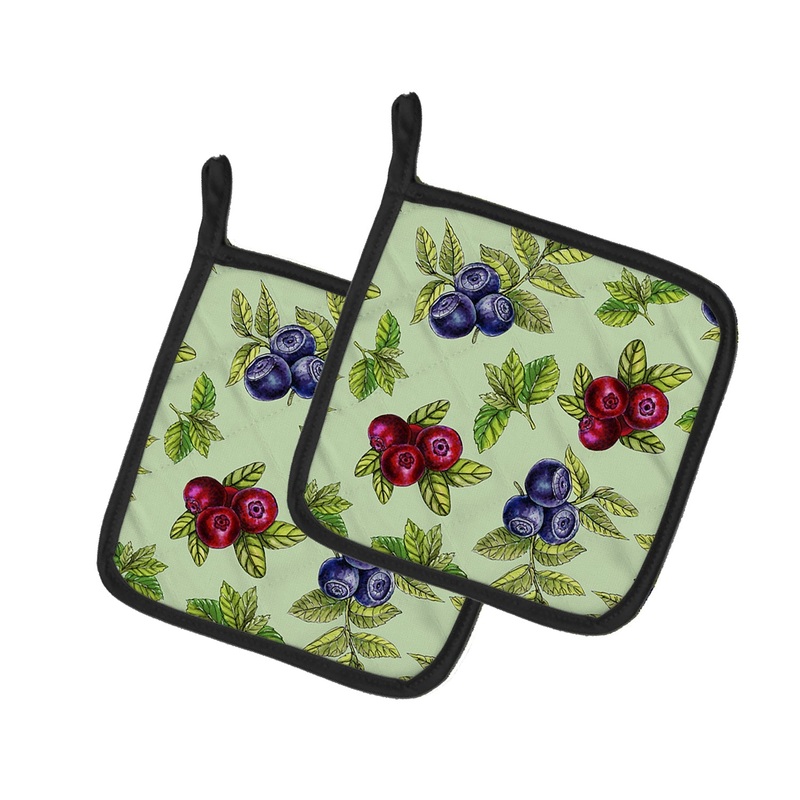 Berries in Green Pot Holders - Set of 2 - Heat-Resistant Kitchen Essentials BB5208PTHD