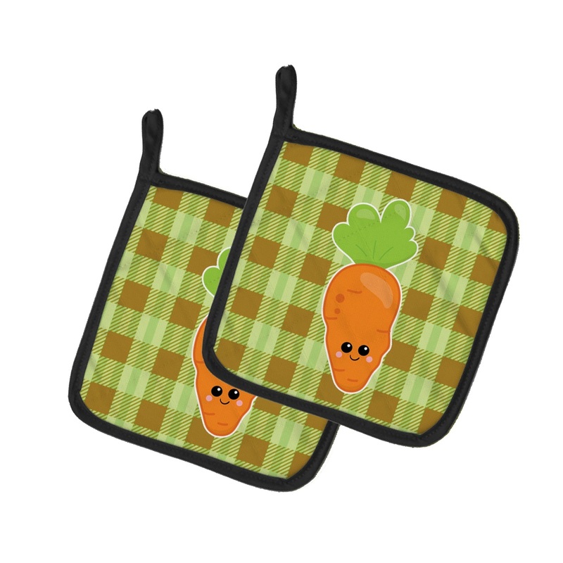 Carol the Carrot Pot Holders - Set of 2 - Heat-Resistant Kitchen Essentials BB6891PTHD
