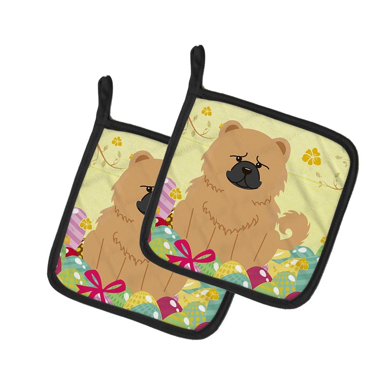 Easter Eggs Chow Chow Cream Pot Holders - Set of 2 - Heat-Resistant Kitchen Essentials BB6144PTHD