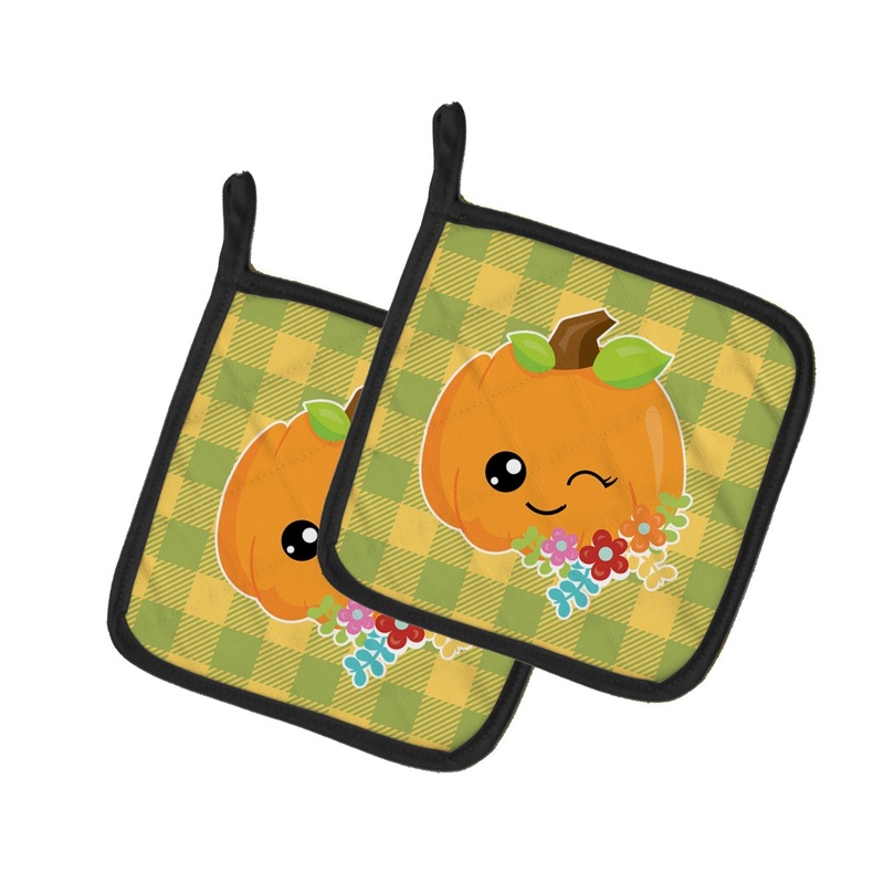 Mr. Winky Pumpkin Pot Holders - Set of 2 - Heat-Resistant Kitchen Essentials BB6792PTHD