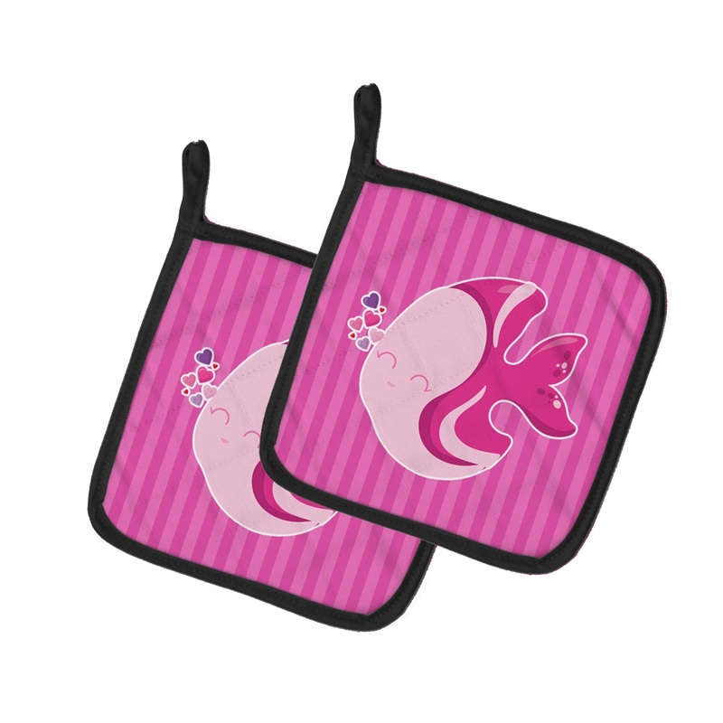 Pink Fish Pot Holders - Set of 2 - Heat-Resistant Kitchen Essentials BB7131PTHD