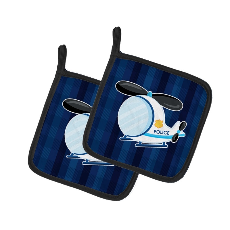 Police Helicopter Pot Holders - Set of 2 - Heat-Resistant Kitchen Essentials BB7008PTHD