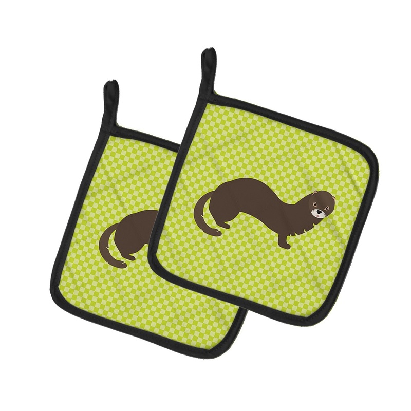 Russian or European Mink Green Pot Holders - Set of 2 - Heat-Resistant Kitchen Essentials BB7694PTHD