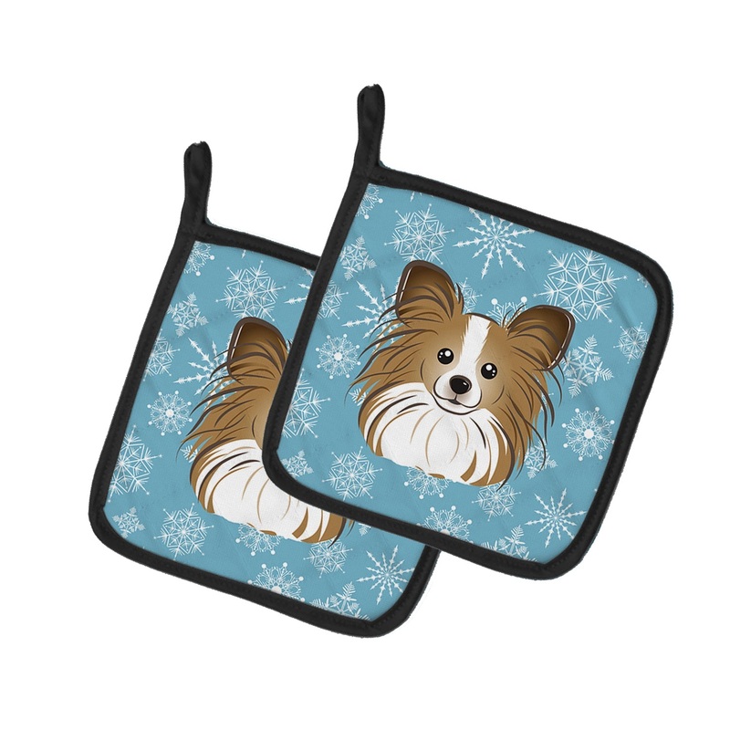 Snowflake Papillon Pot Holders - Set of 2 - Heat-Resistant Kitchen Essentials BB1682PTHD