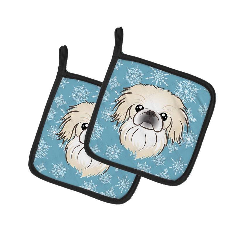 Snowflake Pekingese Pot Holders - Set of 2 - Heat-Resistant Kitchen Essentials BB1655PTHD