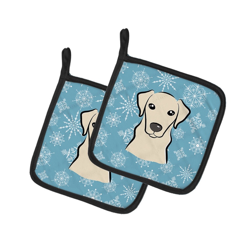 Snowflake Yellow Labrador Pot Holders - Set of 2 - Heat-Resistant Kitchen Essentials BB1656PTHD
