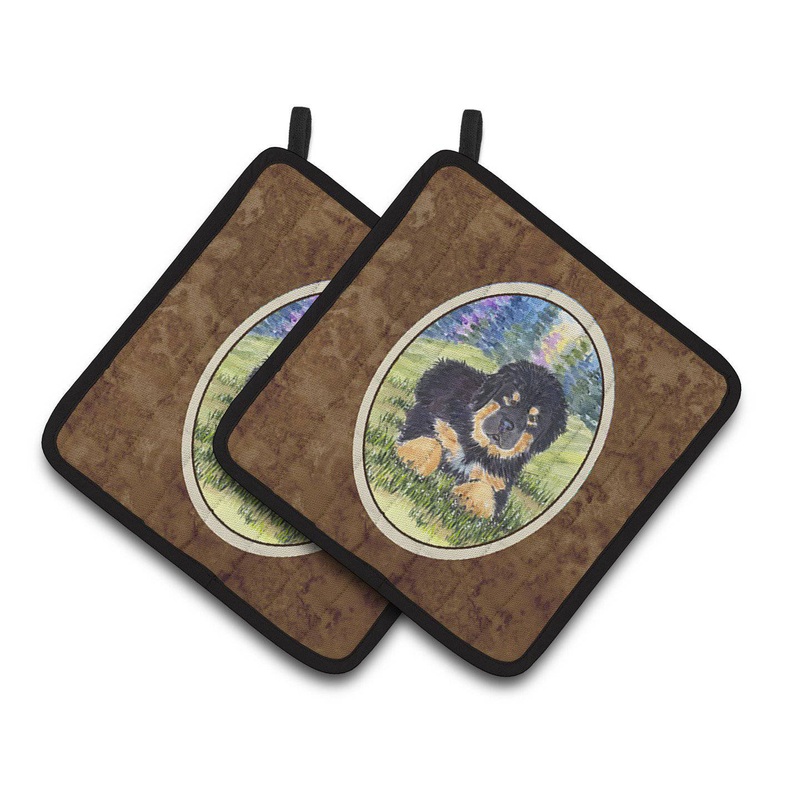 Tibetan Mastiff Pot Holders - Set of 2 Decorative Kitchen Helpers | Made in the USA SS1037PTHD