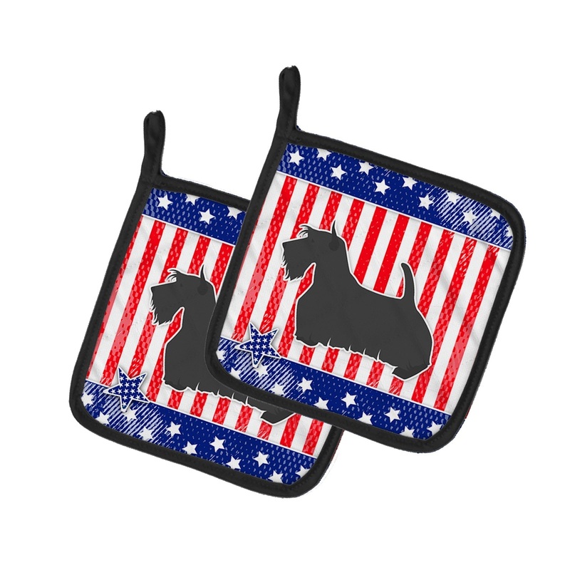 USA Patriotic Scottish Terrier Pot Holders - Set of 2 - Heat-Resistant Kitchen Essentials BB3369PTHD