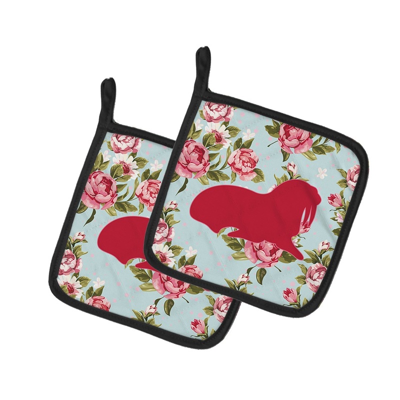 Walrus Shabby Chic Blue Roses - Set of 2 - Heat-Resistant Kitchen Essentials BB1017-RS-BU-PTHD