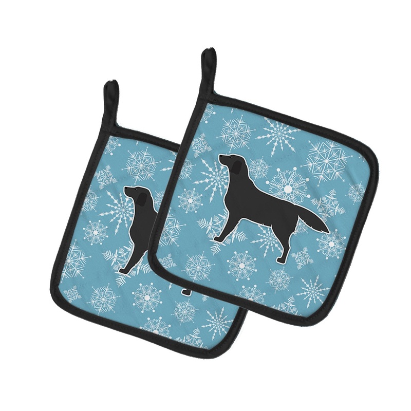 Winter Snowflake Black Labrador Retriever Pot Holders - Set of 2 - Heat-Resistant Kitchen Essentials BB3508PTHD