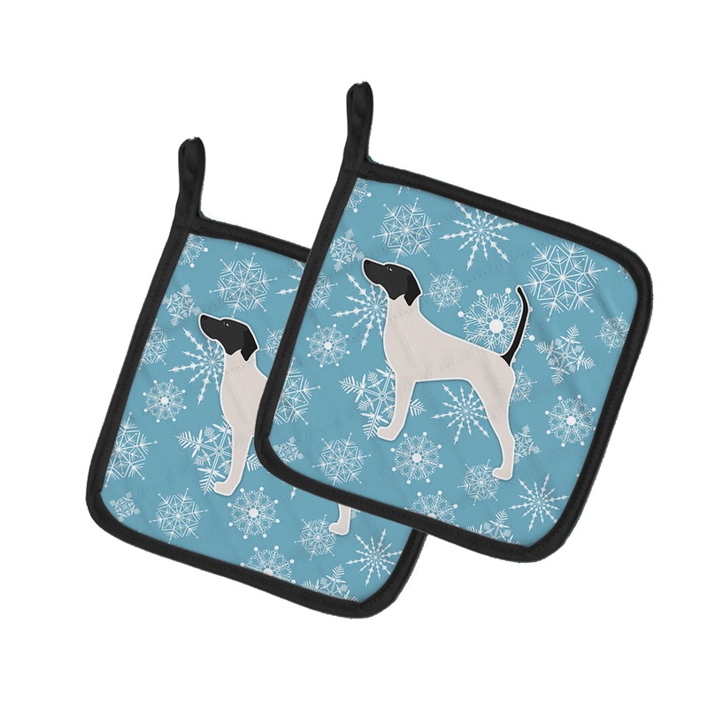 Winter Snowflake English Pointer Pot Holders - Set of 2 - Heat-Resistant Kitchen Essentials BB3495PTHD