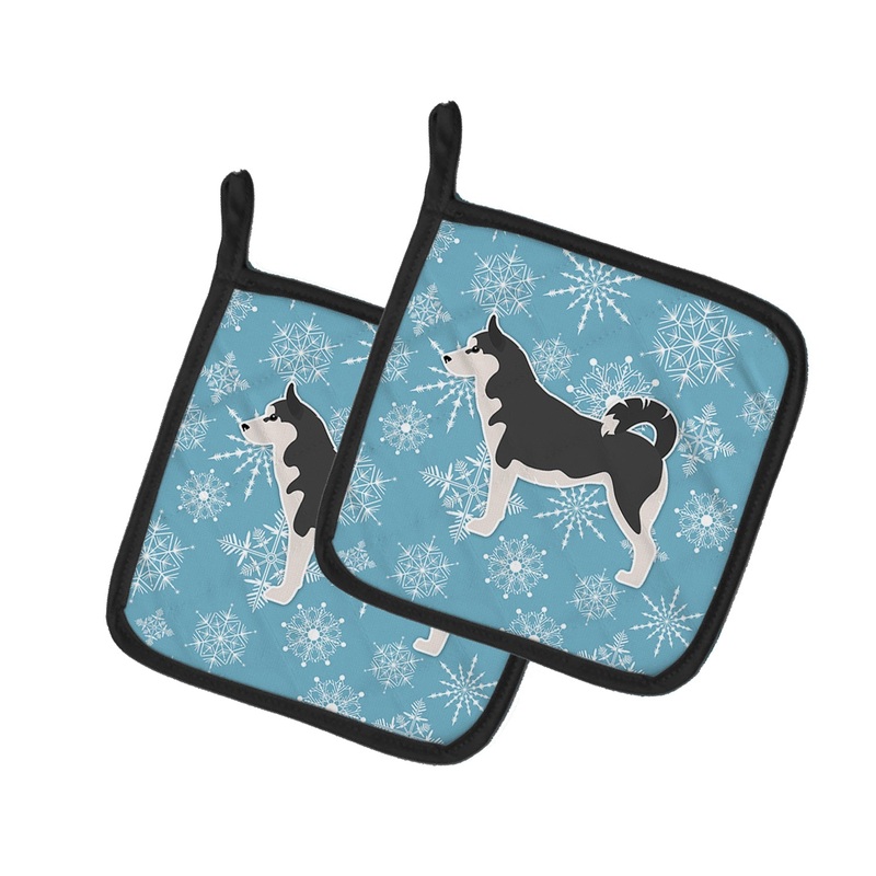 Winter Snowflake Siberian Husky Pot Holders - Set of 2 - Heat-Resistant Kitchen Essentials BB3580PTHD
