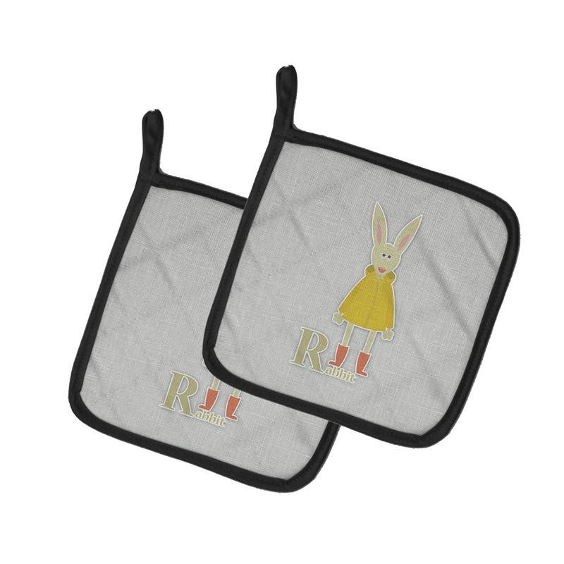 Alphabet R for Rabbit Pot Holders - Set of 2 - Heat-Resistant Kitchen Essentials BB5743PTHD