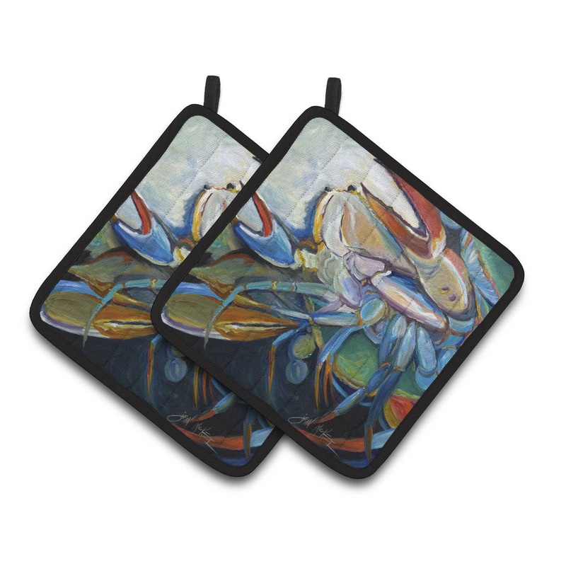 Belly Crab Pot Holders - Set of 2 Decorative Kitchen Helpers | Made in the USA JMK1253PTHD