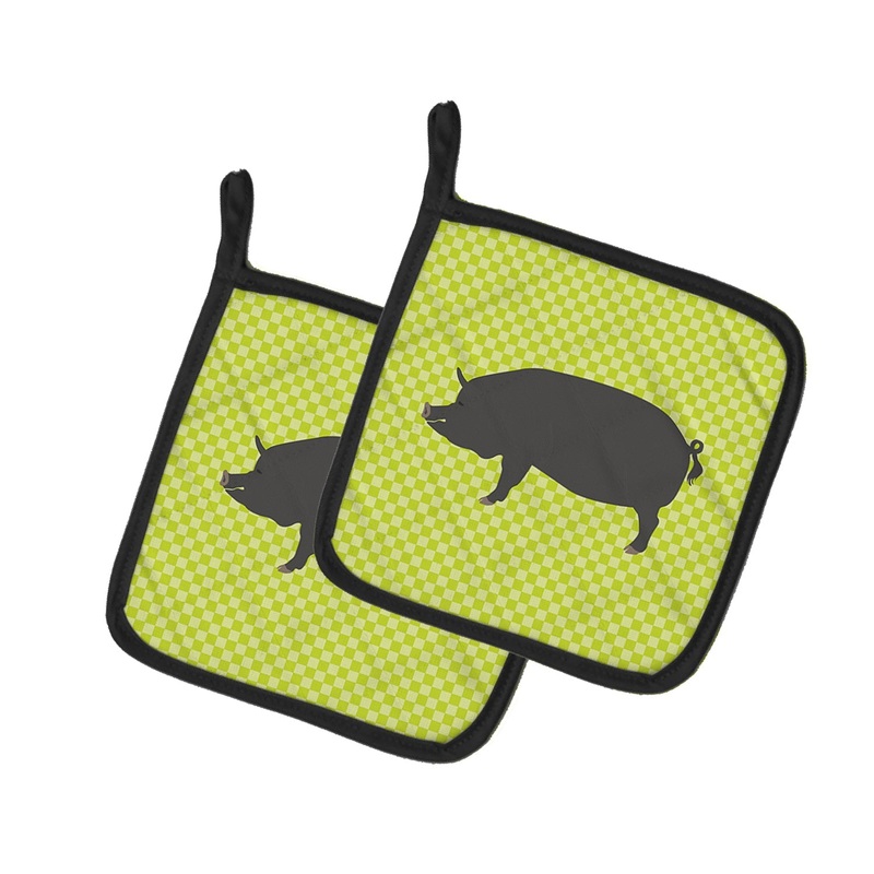 Berkshire Pig Green Pot Holders - Set of 2 - Heat-Resistant Kitchen Essentials BB7759PTHD