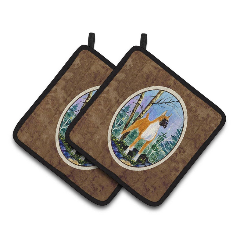 Boxer Pot Holders - Set of 2 Decorative Kitchen Helpers | Made in the USA SS8650PTHD