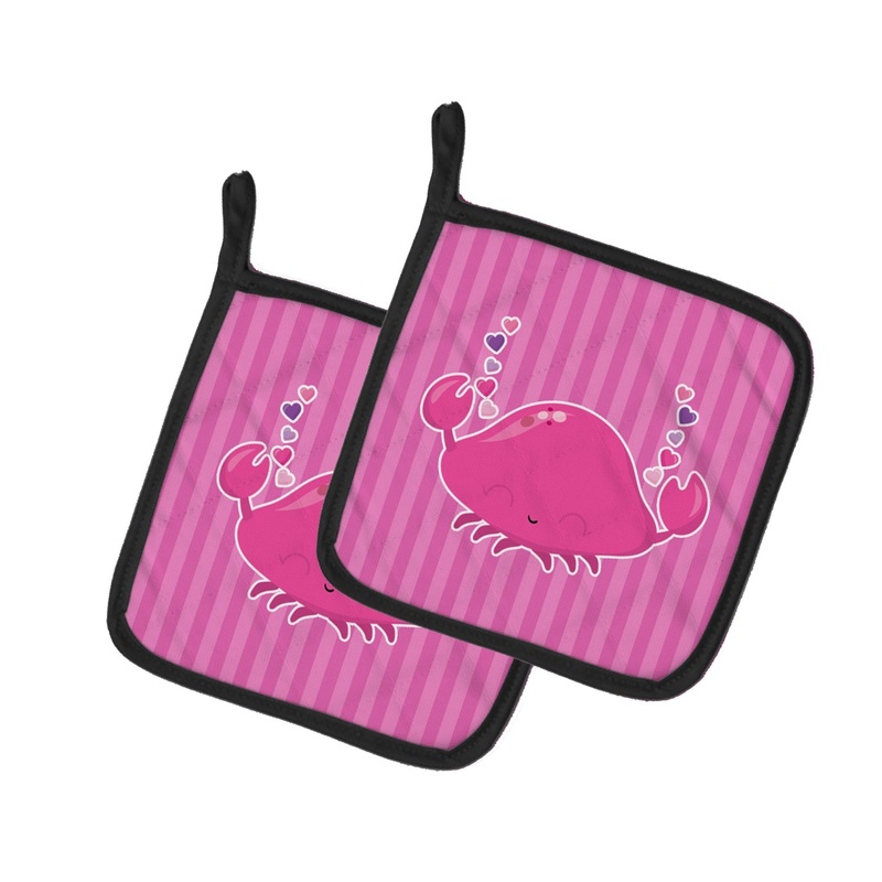 Pink Crab Pot Holders - Set of 2 - Heat-Resistant Kitchen Essentials BB7129PTHD