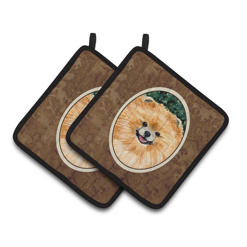 Pomeranian Pot Holders - Set of 2 Decorative Kitchen Helpers | Made in the USA SS8725PTHD