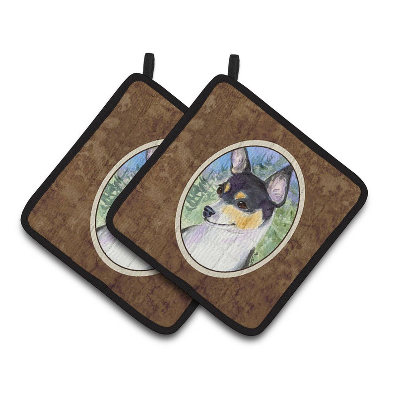 Rat Terrier Pot Holders - Set of 2 Decorative Kitchen Helpers | Made in the USA SS8927PTHD