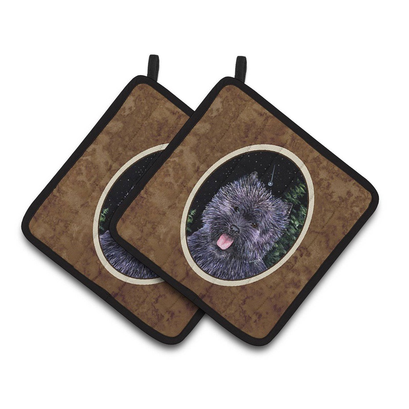 Starry Night Cairn Terrier Pot Holders - Set of 2 Decorative Kitchen Helpers | Made in the USA SS8494PTHD