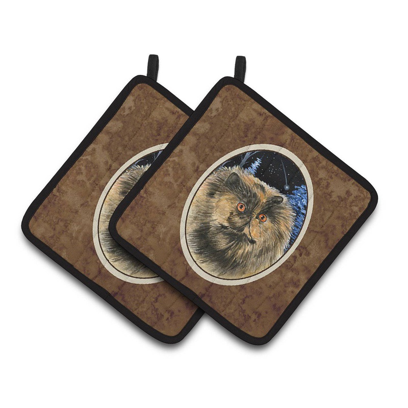 Starry Night Cat - Persian Pot Holders - Set of 2 Decorative Kitchen Helpers | Made in the USA SS8408PTHD