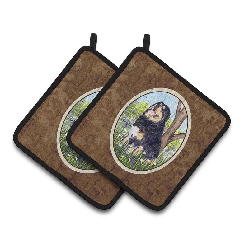 Tibetan Mastiff Pot Holders - Set of 2 Decorative Kitchen Helpers | Made in the USA SS8106PTHD