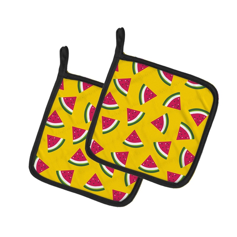 Watermelon on Yellow Pot Holders - Set of 2 - Heat-Resistant Kitchen Essentials BB5144PTHD