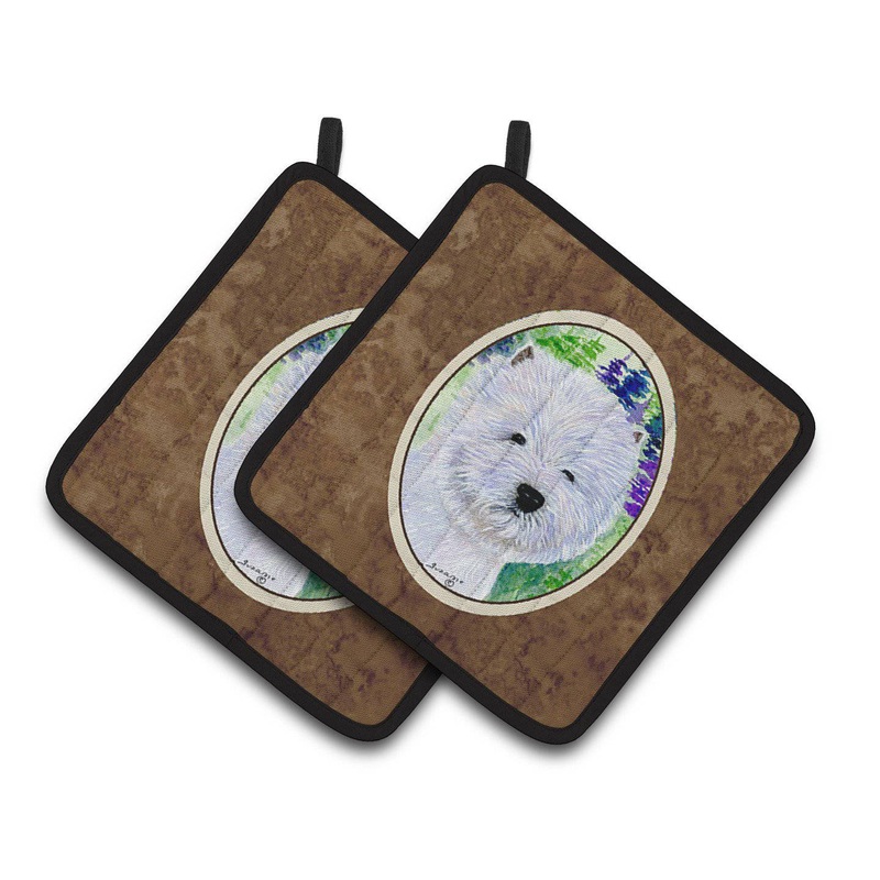 Westie Pot Holders - Set of 2 Decorative Kitchen Helpers | Made in the USA SS8002PTHD