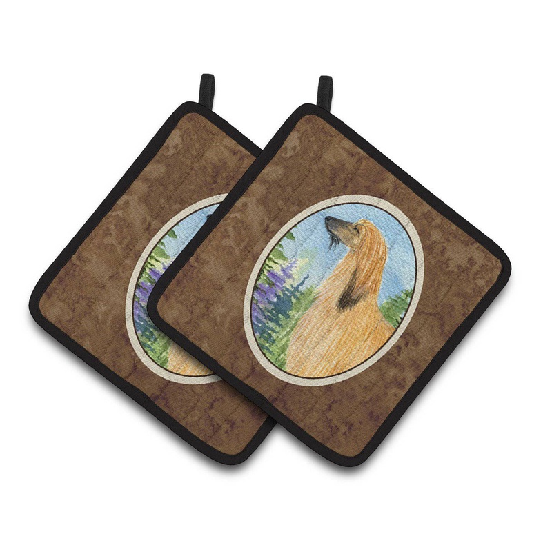 Afghan Hound Pot Holders - Set of 2 Decorative Kitchen Helpers | Made in the USA SS8220PTHD