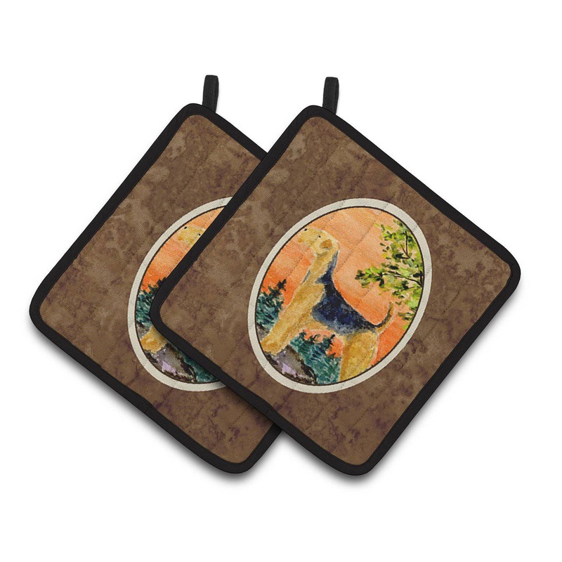 Airedale Pot Holders - Set of 2 Decorative Kitchen Helpers | Made in the USA SS8850PTHD