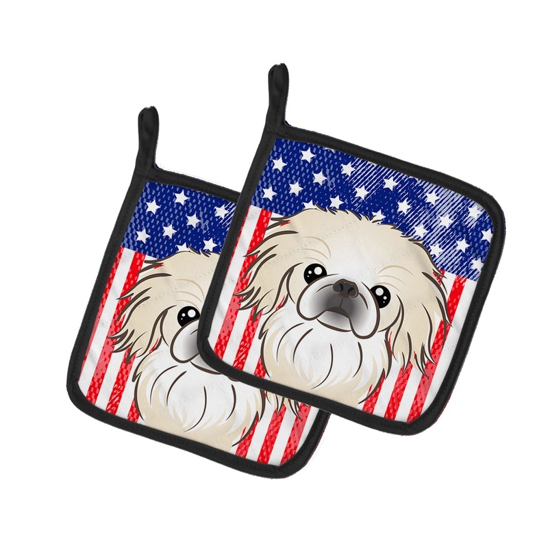 American Flag and Pekingese Pot Holders - Set of 2 - Heat-Resistant Kitchen Essentials BB2151PTHD