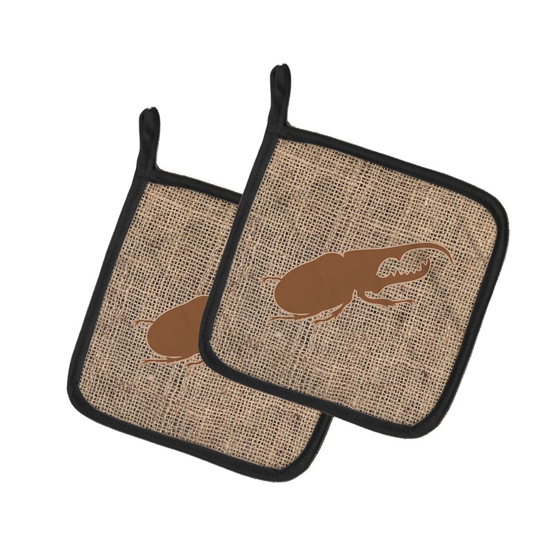 Beetle Faux Burlap and Brown - Set of 2 - Heat-Resistant Kitchen Essentials BB1056-BL-BN-PTHD