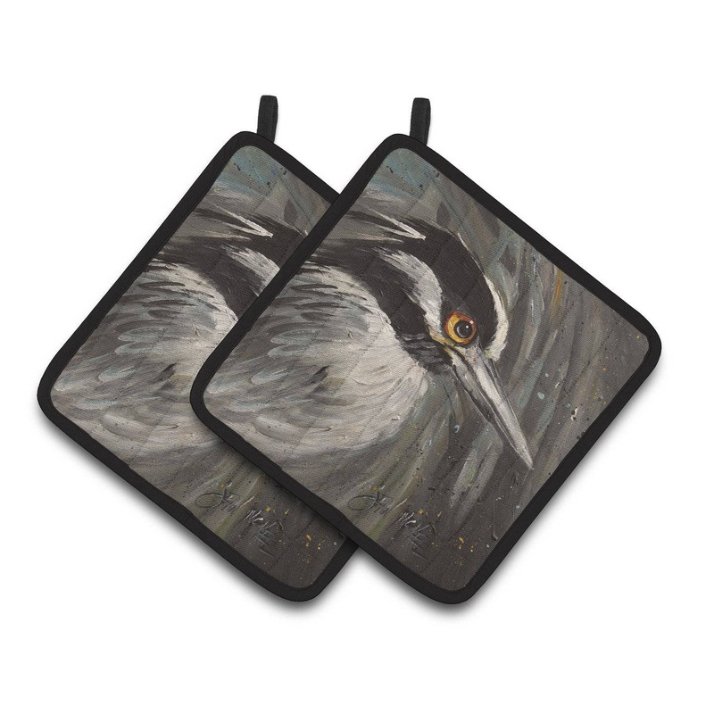 Night Heron Pot Holders - Set of 2 Decorative Kitchen Helpers | Made in the USA JMK1219PTHD