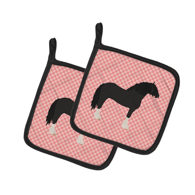 Pomeranian Rogener Goose Pink Check Pot Holders - Set of 2 - Heat-Resistant Kitchen Essentials BB7904PTHD