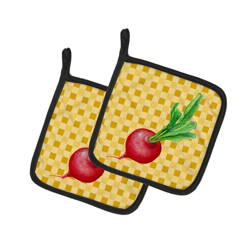 Radish on Basketweave Pot Holders - Set of 2 - Heat-Resistant Kitchen Essentials BB7210PTHD