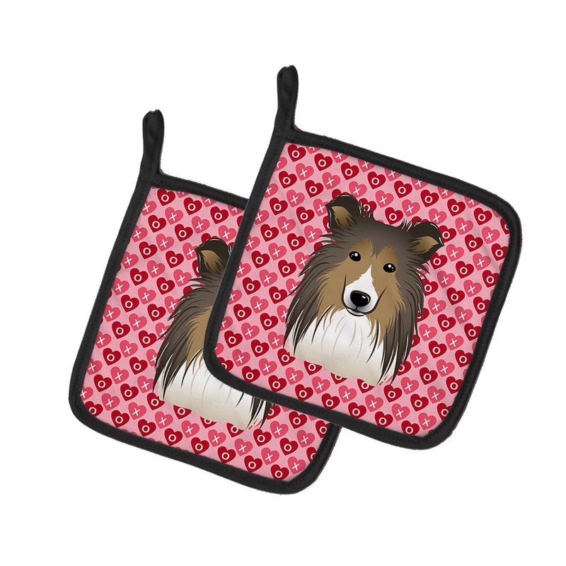Sheltie Hearts Pot Holders - Set of 2 - Heat-Resistant Kitchen Essentials BB5312PTHD