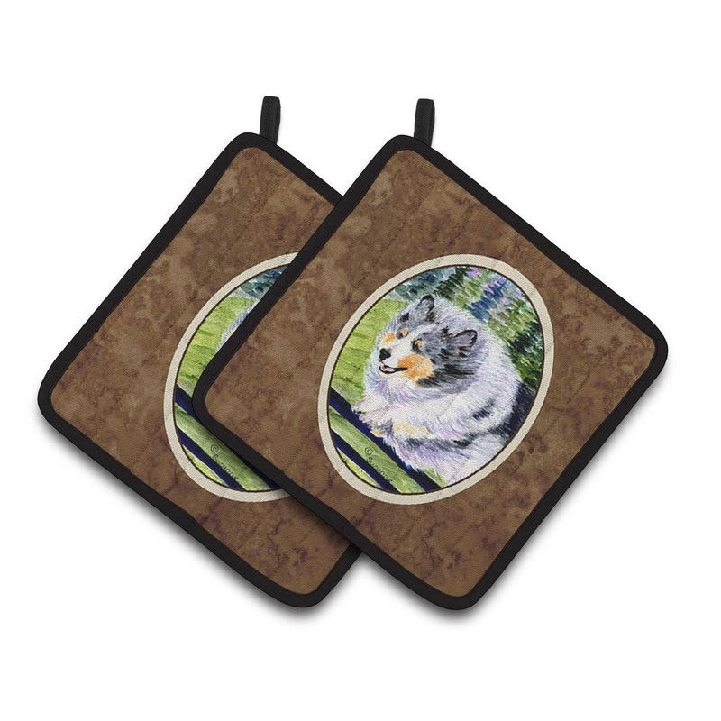 Sheltie Pot Holders - Set of 2 Decorative Kitchen Helpers | Made in the USA SS8305PTHD