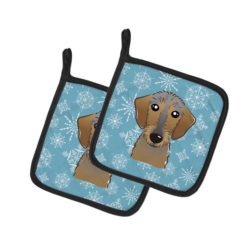 Snowflake Wirehaired Dachshund Pot Holders - Set of 2 - Heat-Resistant Kitchen Essentials BB1667PTHD