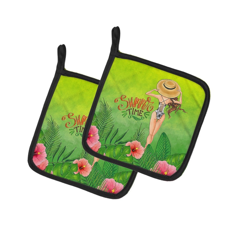 Summer Time Lady in Swimsuit Pot Holders - Set of 2 - Heat-Resistant Kitchen Essentials BB7455PTHD