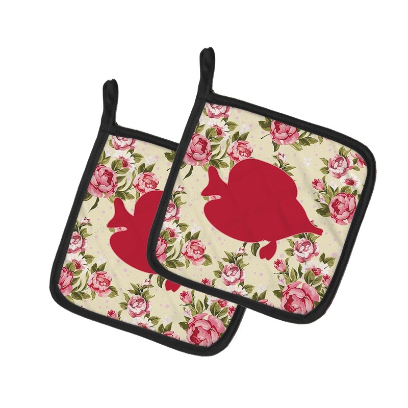 Tang Fish Shabby Chic Yellow Roses Pot Holders - Set of 2 - Heat-Resistant Kitchen Essentials BB1023-RS-YW-PTHD