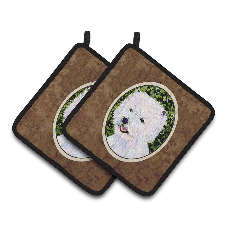 Westie Pot Holders - Set of 2 Decorative Kitchen Helpers | Made in the USA SS8818PTHD
