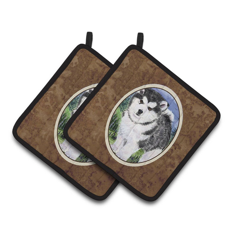Alaskan Malamute Pot Holders - Set of 2 Decorative Kitchen Helpers | Made in the USA SS8027PTHD