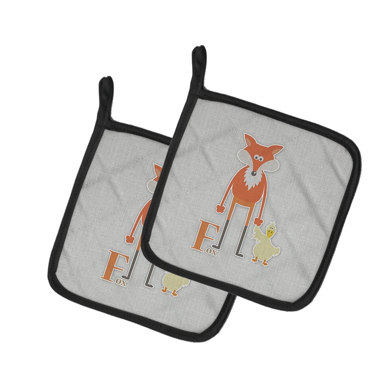 Alphabet F for Fox Pot Holders - Set of 2 - Heat-Resistant Kitchen Essentials BB5731PTHD