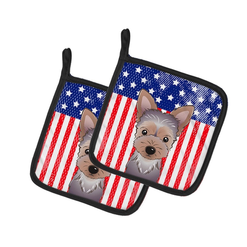 American Flag and Yorkie Puppy Pot Holders - Set of 2 - Heat-Resistant Kitchen Essentials BB2162PTHD