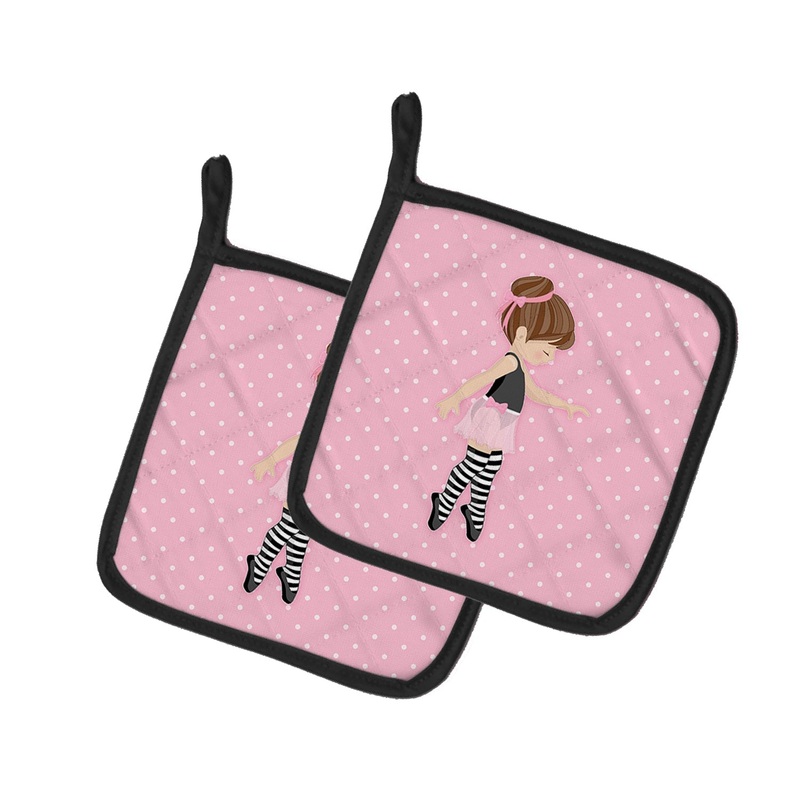 Ballerina Brunette Releve Pot Holders - Set of 2 - Heat-Resistant Kitchen Essentials BB5175PTHD