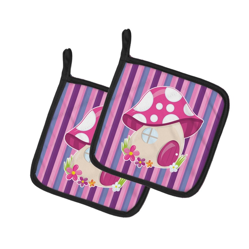 Fairy House Pink and Purple Pot Holders - Set of 2 - Heat-Resistant Kitchen Essentials BB6908PTHD