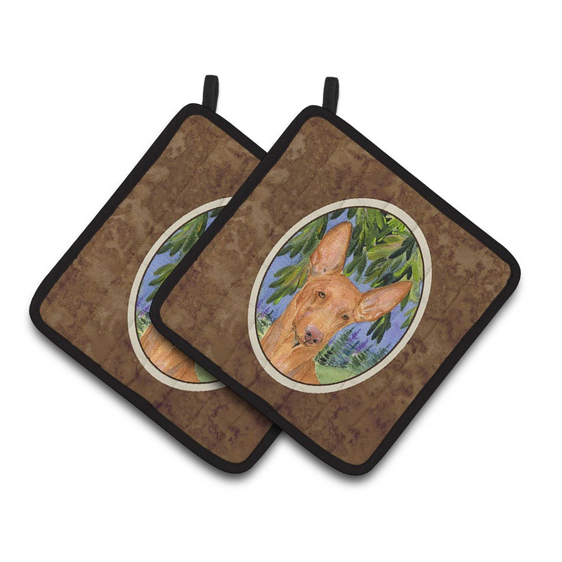 Pharoh Hound Pot Holders - Set of 2 Decorative Kitchen Helpers | Made in the USA SS8268PTHD